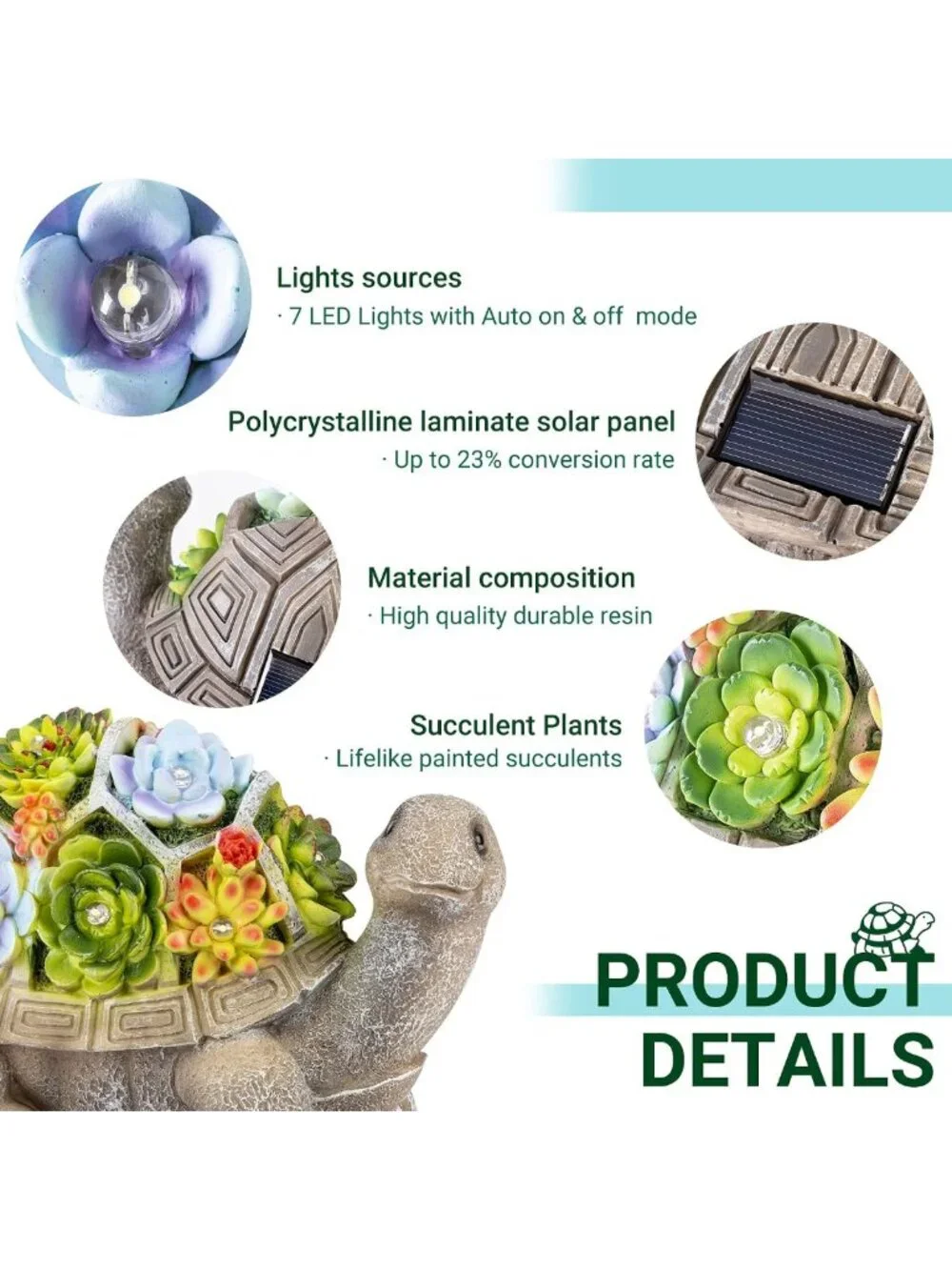 Solar Turtle Garden Statue with Lights - Unique Outdoor Decor & Gifts for Mom